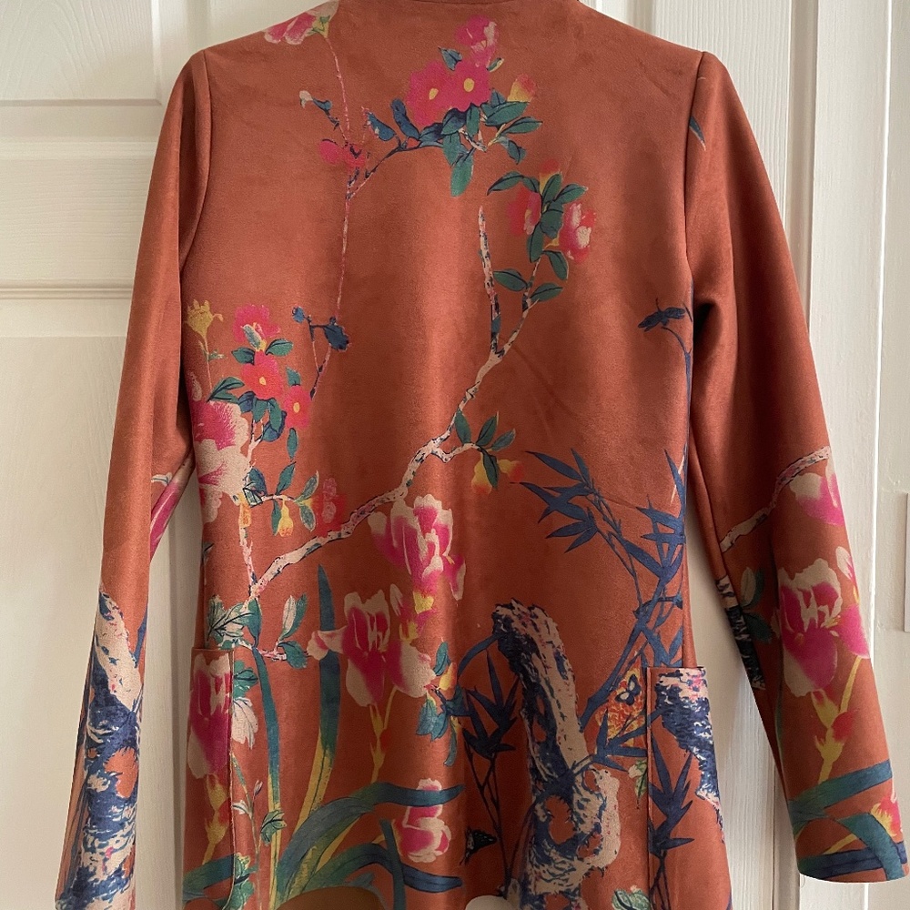 Faux suede printed blazer